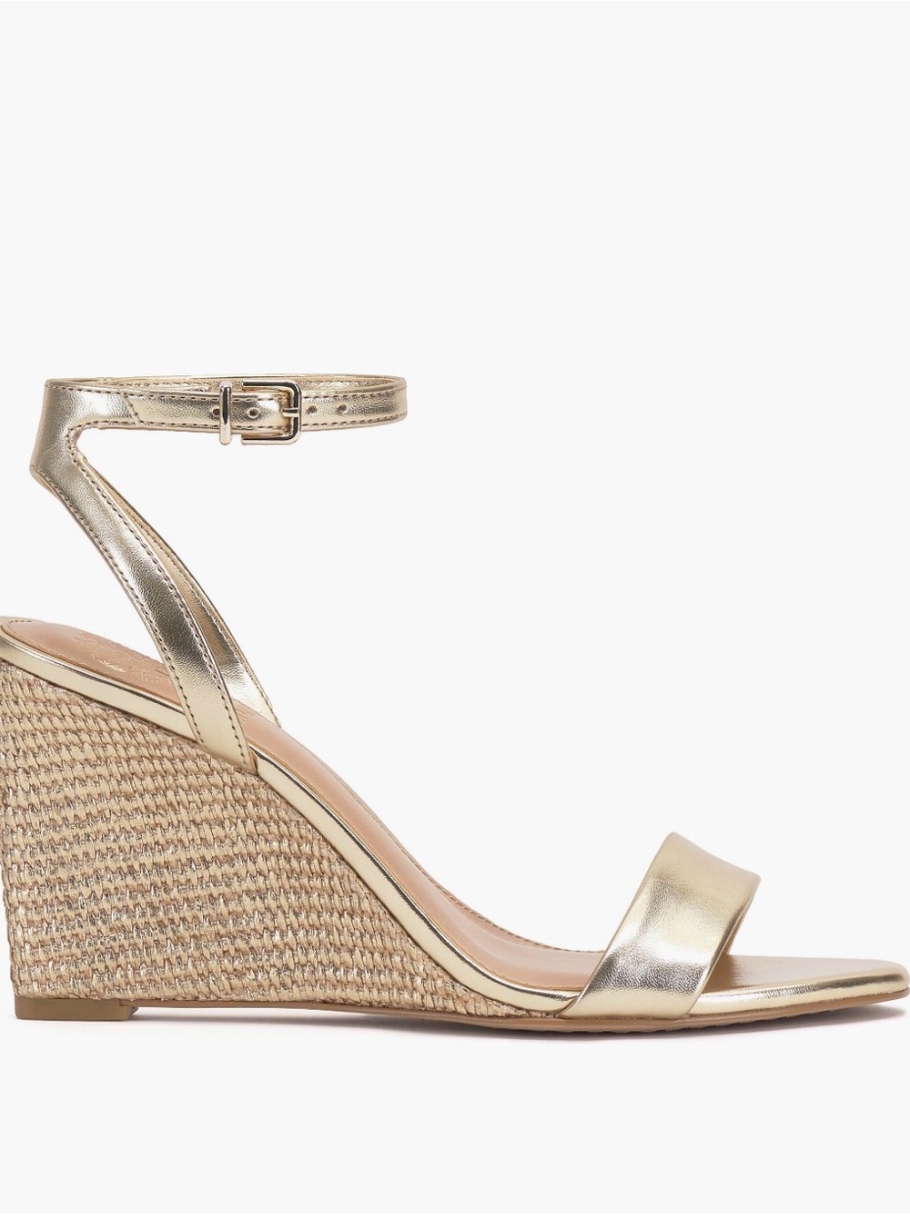 Vince Camuto Gold Metallic Ankle-Strap Wedge Sandals